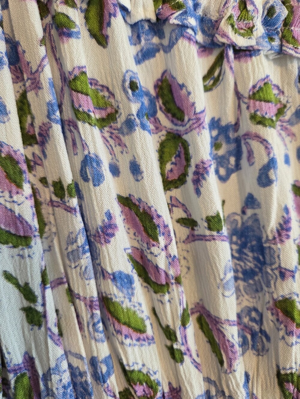 Playa Lucila One-Shoulder Floral Pleated Tiered Ruffle Mini Dress Sz S Festival - Picture 7 of 10